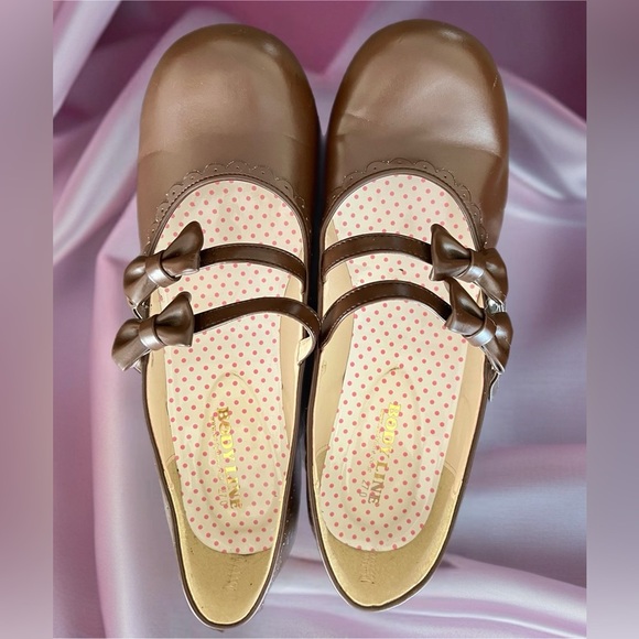 Body Line Japan Size 27 Brown Mary Jane Shoes w/ Double Straps & Bows - Picture 4 of 14